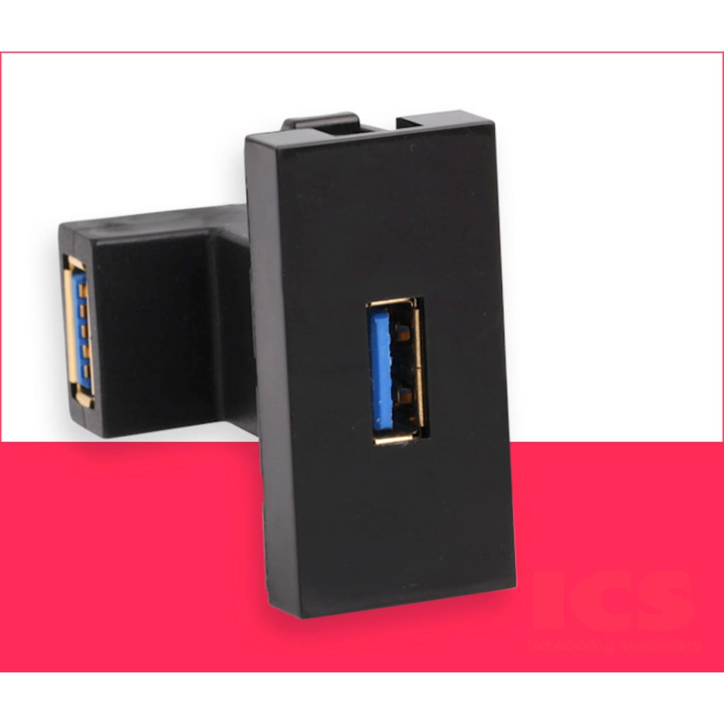 1 Modül Hdmı Usb Vga Dişi Dişi 90­° Vidalı Adaptör - USB-SİYAH